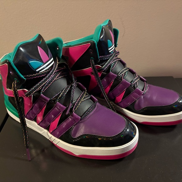 Rare Women’s Adidas High Tops! Size 10. Only wore in the house. Super colorful! - Picture 1 of 6